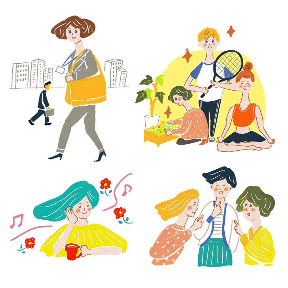 お仕事 Webleaf 生き生き女性達のバナーイラスト イラストレーター田室綾乃のblog